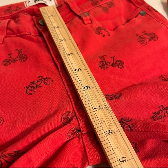 PAIGE Kylie Crop Bicycle Theme Skinny Jeans Red Black Size 26 - Picture 13 of 14
